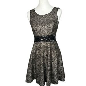 A. Byer Metallic Illusion Waist Skater Mini Cocktail Dress Sz M Fit & Flare Y2K